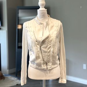 BCBG White Moto Style Jacket